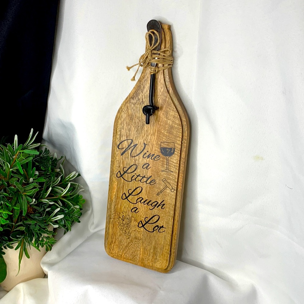 Home Essentials and Beyond “Wine a Little Laugh a Lot” cheese board & spreader